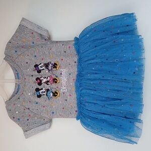 DISNEY BABY GIRLS MINNIE MOUSE TUTU BODYSUIT DRESS GRAY BLUE SIZE 12 MONTHS